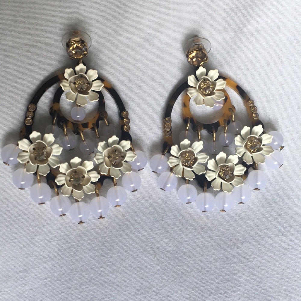 Floral tortoise statement hoops